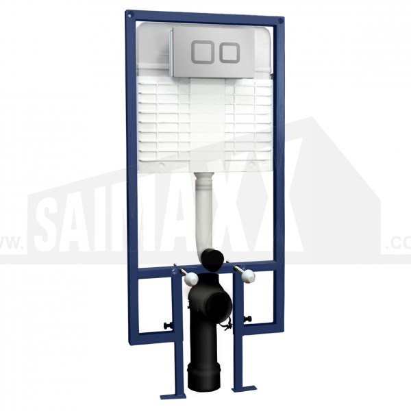 Nuie Wall Hung Toilet Frame, Dual Flush Cistern & Square Flush Plate 1.136m