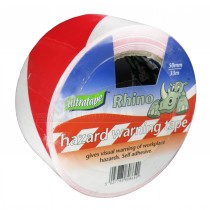 Rhino Hazard Warning Tape Self Adhesive Red & White 50mm x 33m