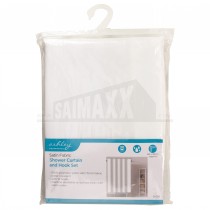 Ashley Satin Fabric Shower Curtain and Hook Set 1.8 x 1.8m White