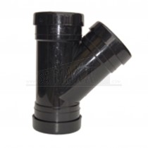110mm Pushfit Black 'Y' Junction 135 Deg Triple Socket