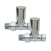 Rimini STRAIGHT ( Towel Rail ) Radiator Valves Pair Polished Chrome