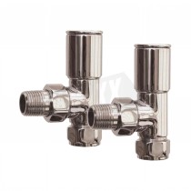Rimini ANGLED ( Towel Rail ) Radiator Valves Pair Polished Chrome