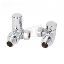 Rimini CORNER ( Towel Rail ) Radiator Valves Pair Polished Chrome