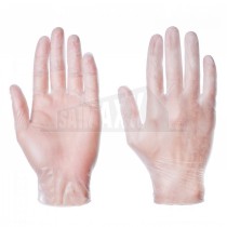 Clear Powdered VINYL Disposable Gloves MEDIUM 100pc Box