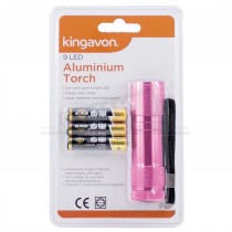 Kingavon 9 LED Aluminium Flashlight Torch (inc Batteries)