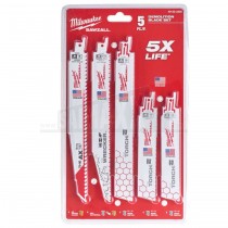 Milwaukee DEMOLITION SAWZALL 5pc (Reciprocating) Blades Assorted Set