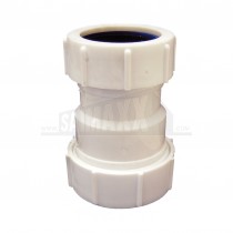 Compression Waste COUPLING REDUCER White 1.5"x1.25" (Nut BOTH Sides)