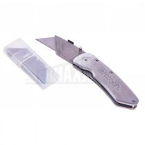 Amtech Foldback Utility Knife - Stainless Steel With 10 Spare Blades