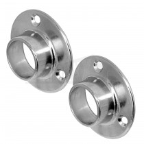 Jedo 25mm Polished Chrome Wardrobe Tube End Sockets 2pc