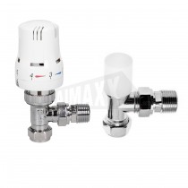 Eden 15mm ANGLED Thermostatic Radiator Valve TRV & Lockshield PAIR