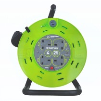 Status 25m 13A 4 Socket Extension Reel Green