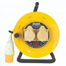 Status 25m 16A 110v 2 Socket Extension Reel YELLOW