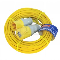 Yellow 110v Trailing Extension Lead 16amp 14m (1.5mm Cable)