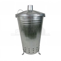 Galvanised Metal Steel Incinerator 80L with Chimney Style Lid