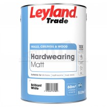 Leyland Hardwearing Matt Emulsion Paint Pure Brilliant White 5 Litre