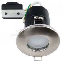 MiniSun IP65 Bathroom Fire Rated GU10 Mains Downlight BRUSHED CHROME Fixed