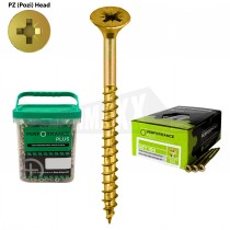 Performance Plus Gold Finish Woodscrews (Pozi Countersunk Head)