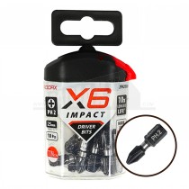 Addax X6 Impact Duty Screwdriver Bits PH2 25mm 10pc