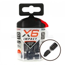 Addax X6 Impact Duty Screwdriver Bits PH3 25mm 10pc