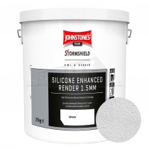 Johnstone's Stormshield Silicone Enhanced Render 1.5mm 25kg Tub - WHITE