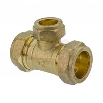 Compression Brass Reducing Tee 22mm x 22mm x 15mm