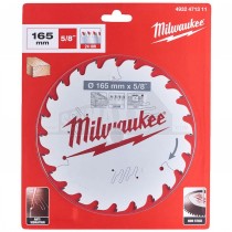 Milwaukee TCT Circular Saw Blade 165mm x 15.87mm Hole (5/8") 24-Teeth COARSE Cut