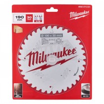 Milwaukee TCT Circular Saw Blade 190 x 30mm x 36T Teeth