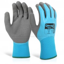 Glovezilla Blue Waterproof Latex Gripper Gloves Pair L/9 LARGE