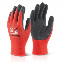 Beeswift Multi Purpose Red & Black Latex Polyester Gloves Pair L/9 LARGE