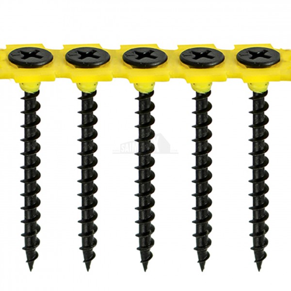 Collated Coarse Threaded Drywall Screws Black 45mm 1000pc
