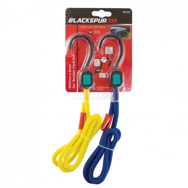 Blackspur 2pc Bungee Cord Set 900mm x 8mm