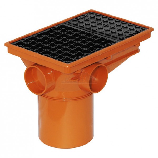 Underground 110mm RECTANGULAR Gully Hopper 9" TALL With Grid