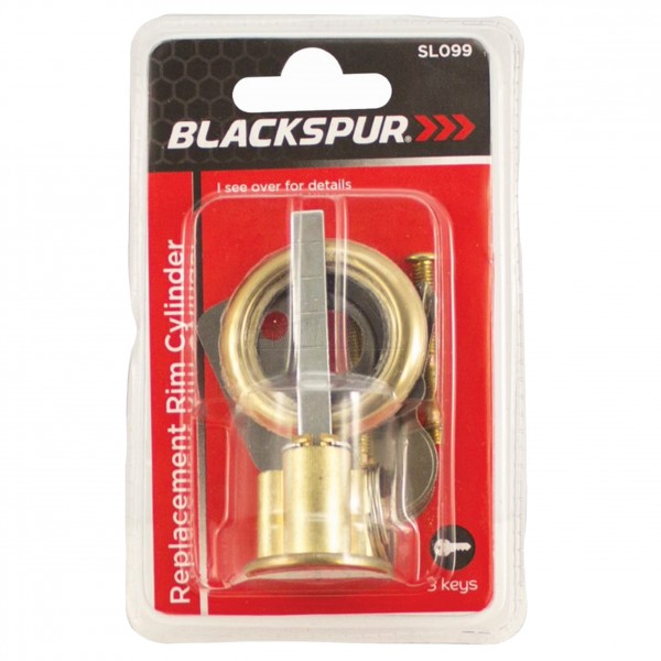 Blackspur Replacement Rim Cylinder Brass with 3 Keys