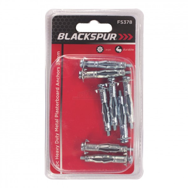 Blackspur 8pc Heavy Duty Metal Plasterboard Cavity Anchors 38mm