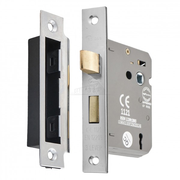 Eclipse 75mm (3") 3 Lever Reversible Keyed Sashlock NP Chromed Finish