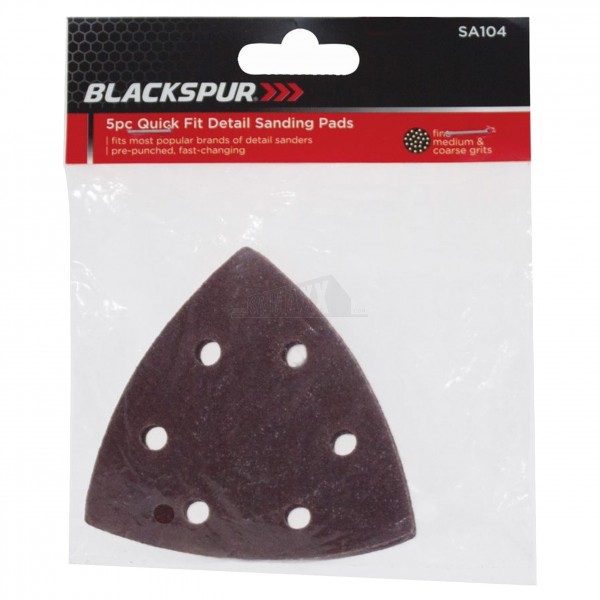 Blackspur 5pc Quick Fit Detail Sanding Pad Set (Triangular)
