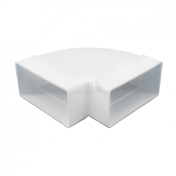 Rectangular Rigid White PVC Flat Ducting Horizontal 90 degree Bend 110 x 54mm