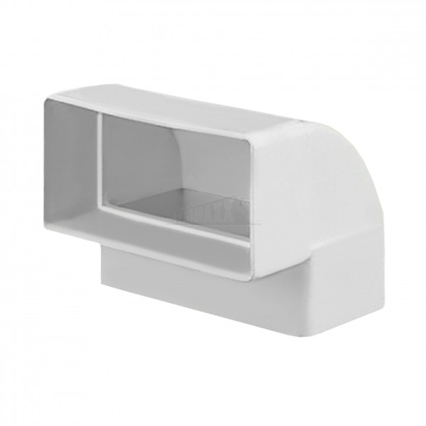 Rectangular Rigid White PVC Flat Ducting Vertical 90 degree Bend 110 x 54mm