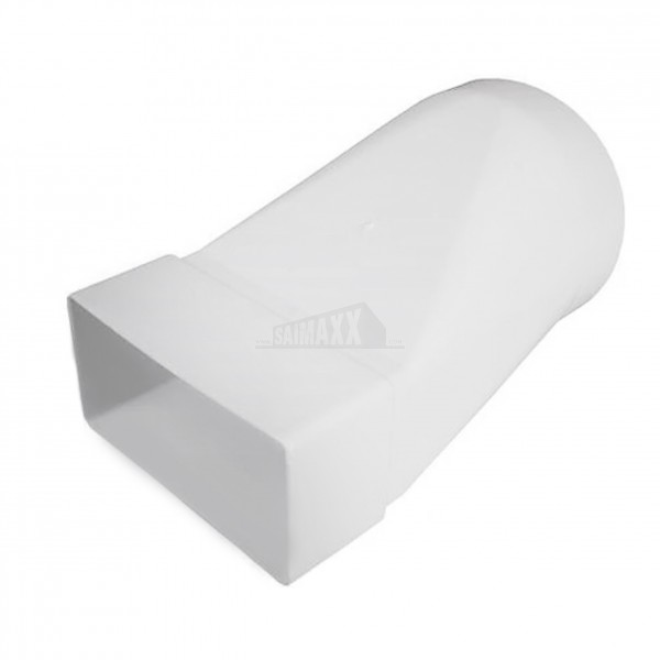 Rectangular Rigid White PVC Flat Ducting to Female Round Adaptor Long