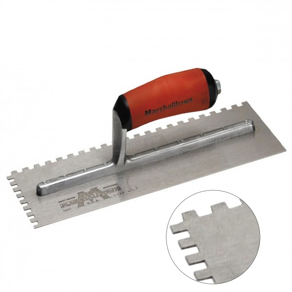 Marshalltown Square 6x6mm Notched Trowel DURASOFT Handle M702SD