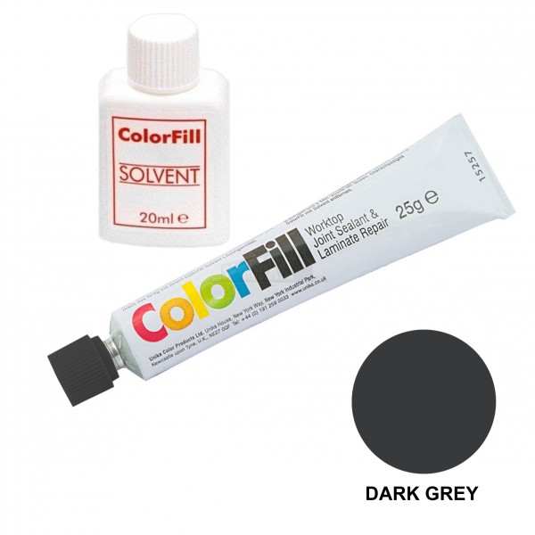ColorFill Worktop Joint Sealant 25g & Solvent 20ml DARK GREY CF439