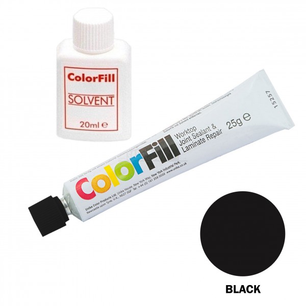 ColorFill Worktop Joint Sealant 25g & Solvent 20ml BLACK CF402