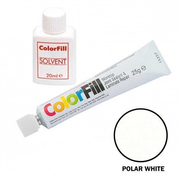 ColorFill Worktop Joint Sealant 25g & Solvent 20ml POLAR WHITE CF070