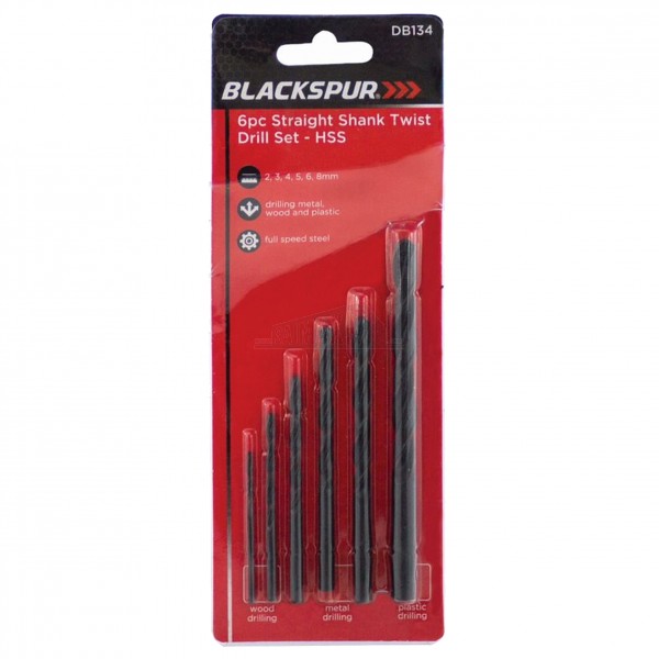 Blackspur 6pc Straight Shank (HSS) Twist Drill Set