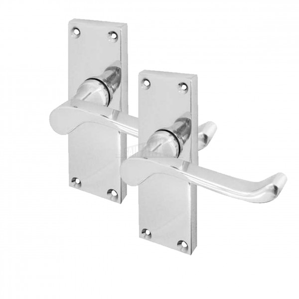 Victorian Scrolled Lever Polished Chrome LATCHING Handles Pair Carded