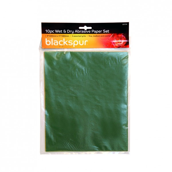 Blackspur 10pc Wet & Dry Abrasive Paper 10pc Pack
