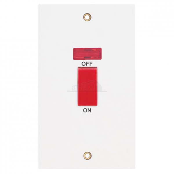 SQUARE EDGE 2 Gang Long Plate 45 Amp DP Switch