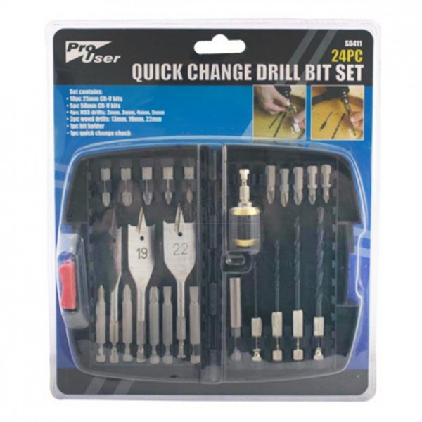 Pro User 24pc Quick Change Drill Bit Set