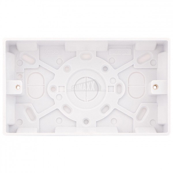 SMOOTH EDGE Surface Pattress 2 gang 25mm Deep White Plastic