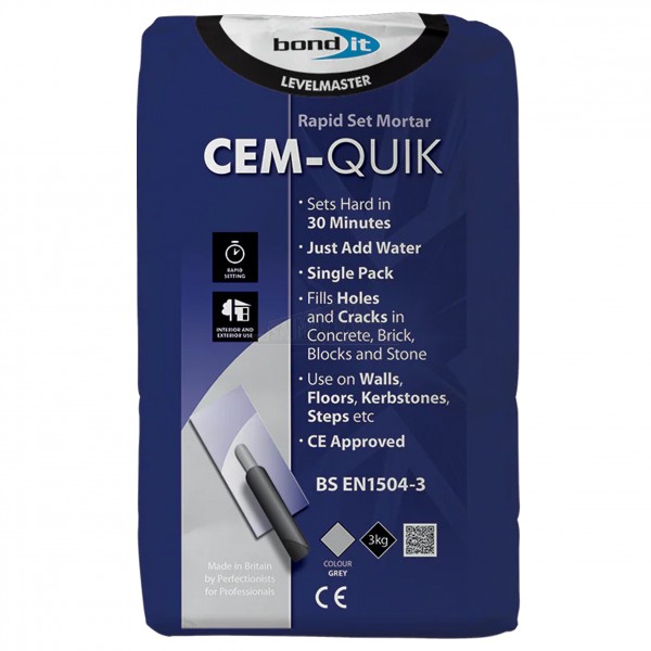 Bond-it Cem-Quik Repair Mortar 3Kg Bag Grey